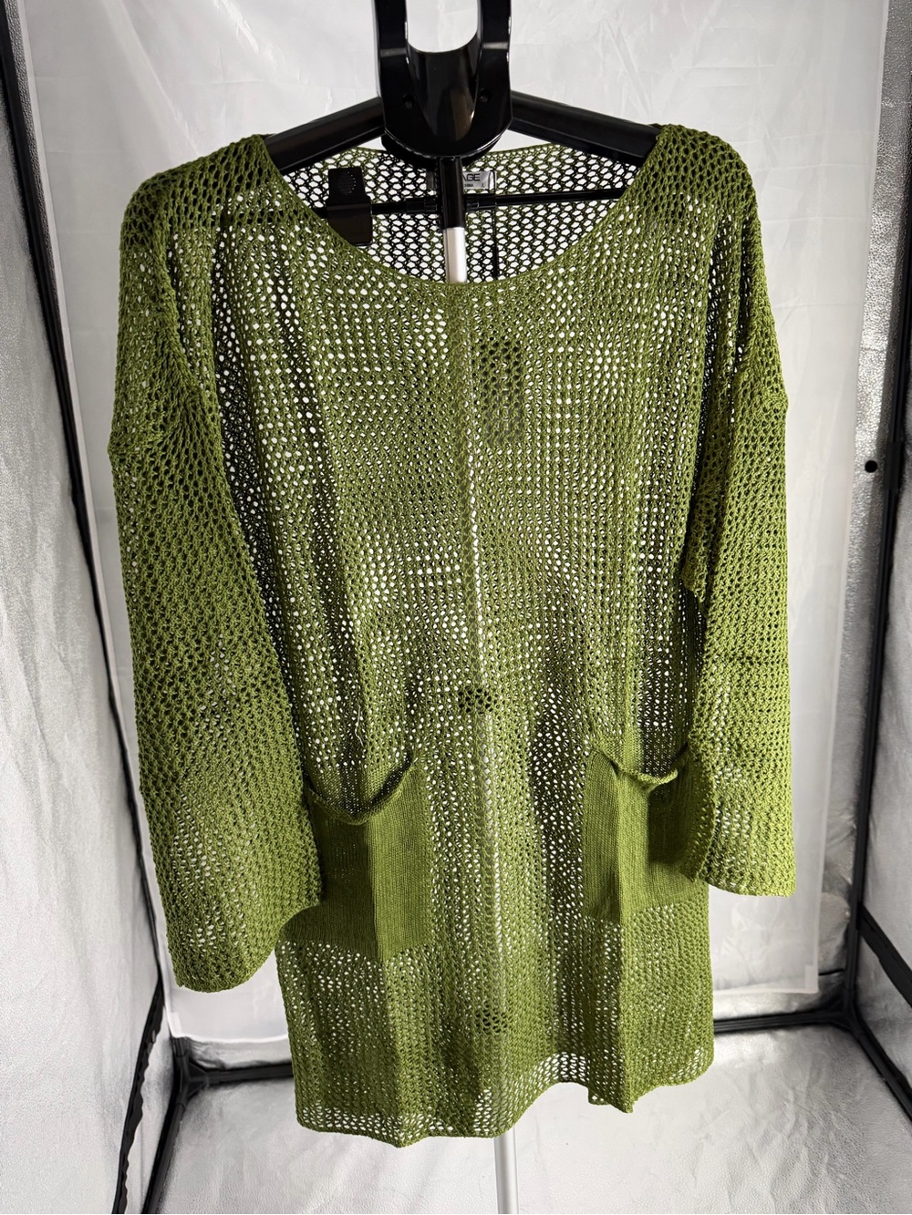 AIMAGE Open Knit Cover Up Crochet Hunter Green Swim Beach Summer Resort NWT LG